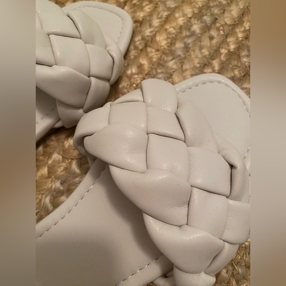 Loft White Leather Braided Flat Sandals Size 8 - Picture 10 of 10